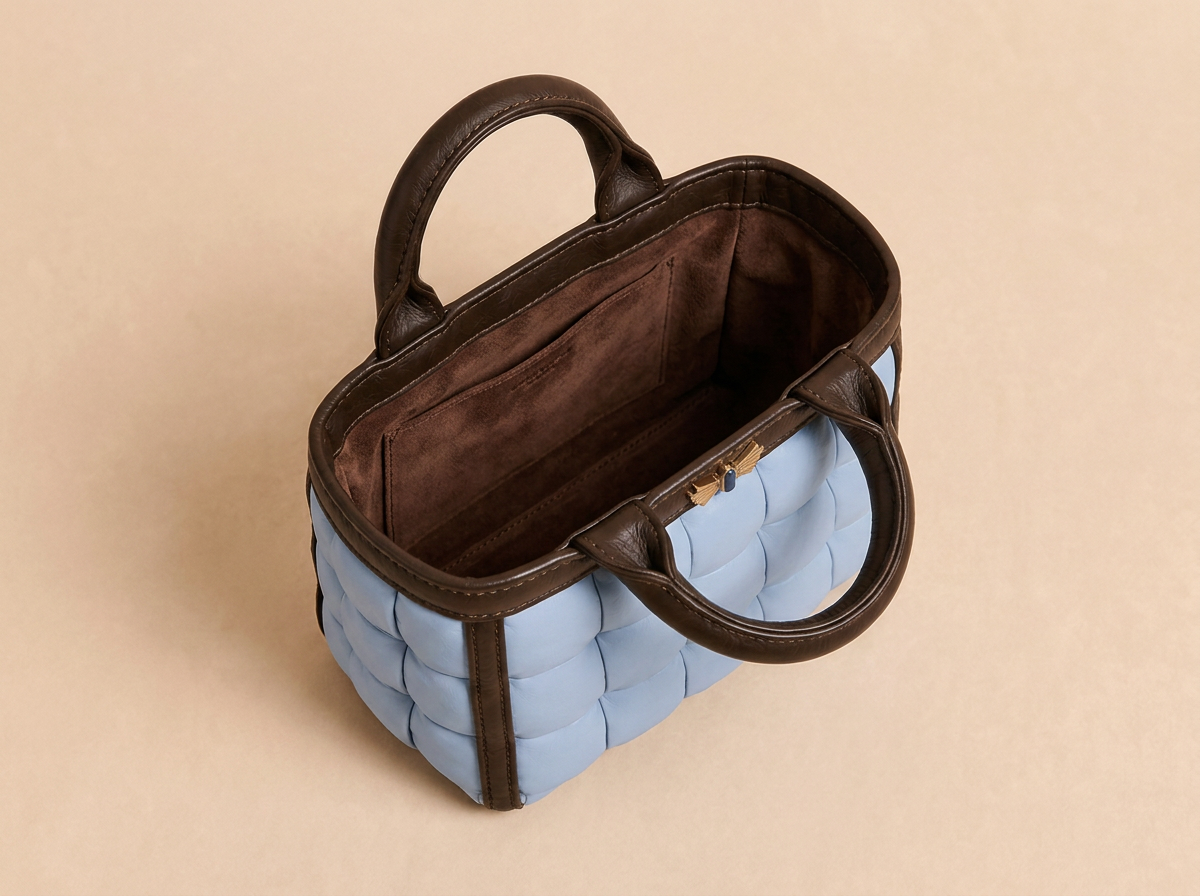 Anne-Marie ouverte : doublure velours chocolat et poche plate